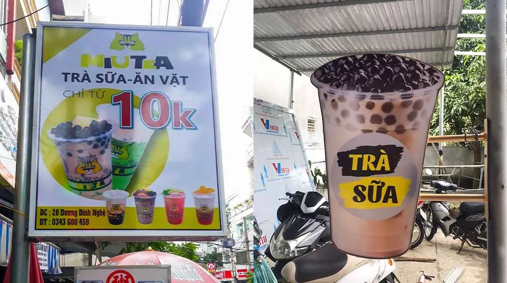 Quy trình làm biển vẫy trà sữa chuyên nghiệp tại Làm Bảng Hiệu Co