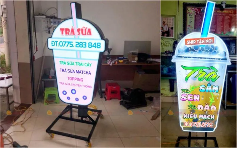 Thiết kế bảng hiệu trà sữa đẹp không chỉ phụ thuộc vào ý tưởng sáng tạo mà còn liên quan mật thiết đến chất lượng vật liệu sử dụng