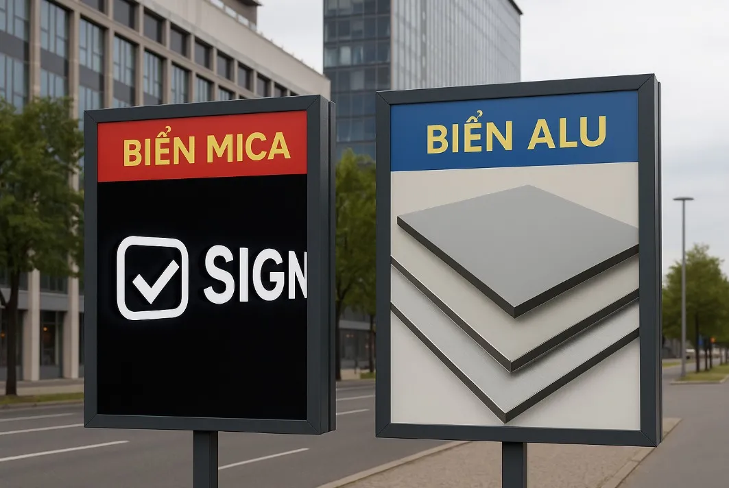 Khám phá biển hiệu Alu và biển hiệu Mica: cấu tạo, ưu – nhược điểm, ứng dụng và xu hướng in thiệp cưới, thiệp cưới 2025 để tìm lựa chọn tối ưu cho cửa hàng của bạn. Bài viết liên kết với hướng dẫn chi tiết về biển hiệu Alu.