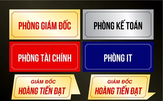 Phân loại biển tên phòng ban thông dụng