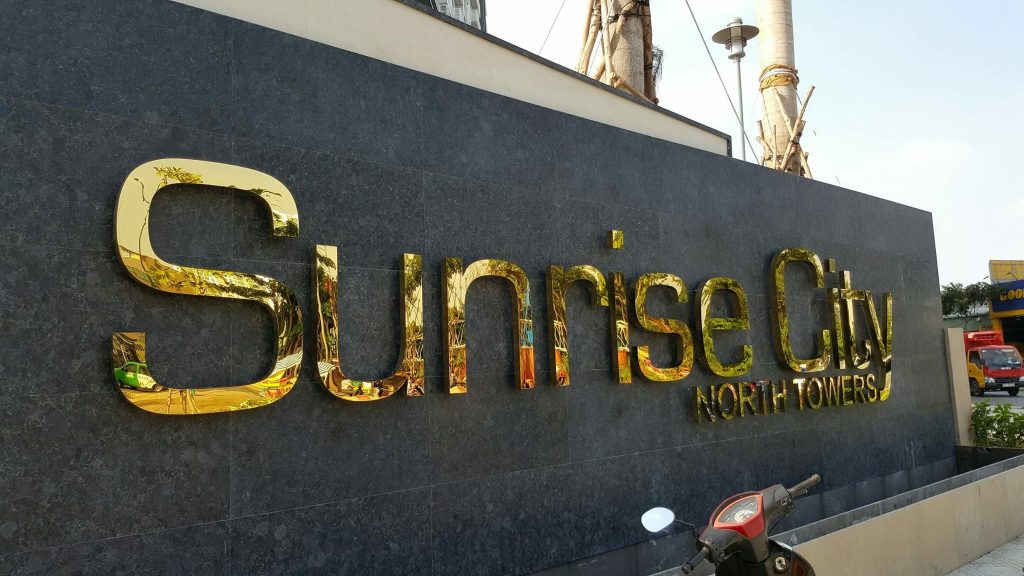 Bảng hiệu inox chữ nổi Sunrise City