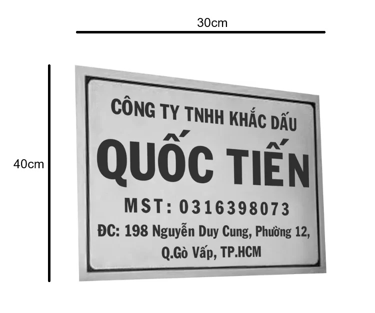 Kích thước bảng tên công ty 30 × 40 cm